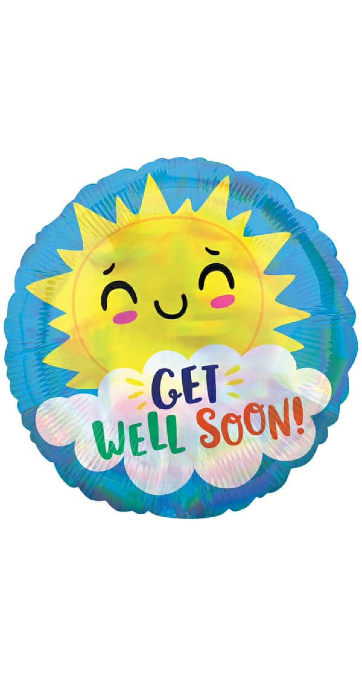 Iridescent Get Well Happy Sun Foil Balloon - 17"/43cm