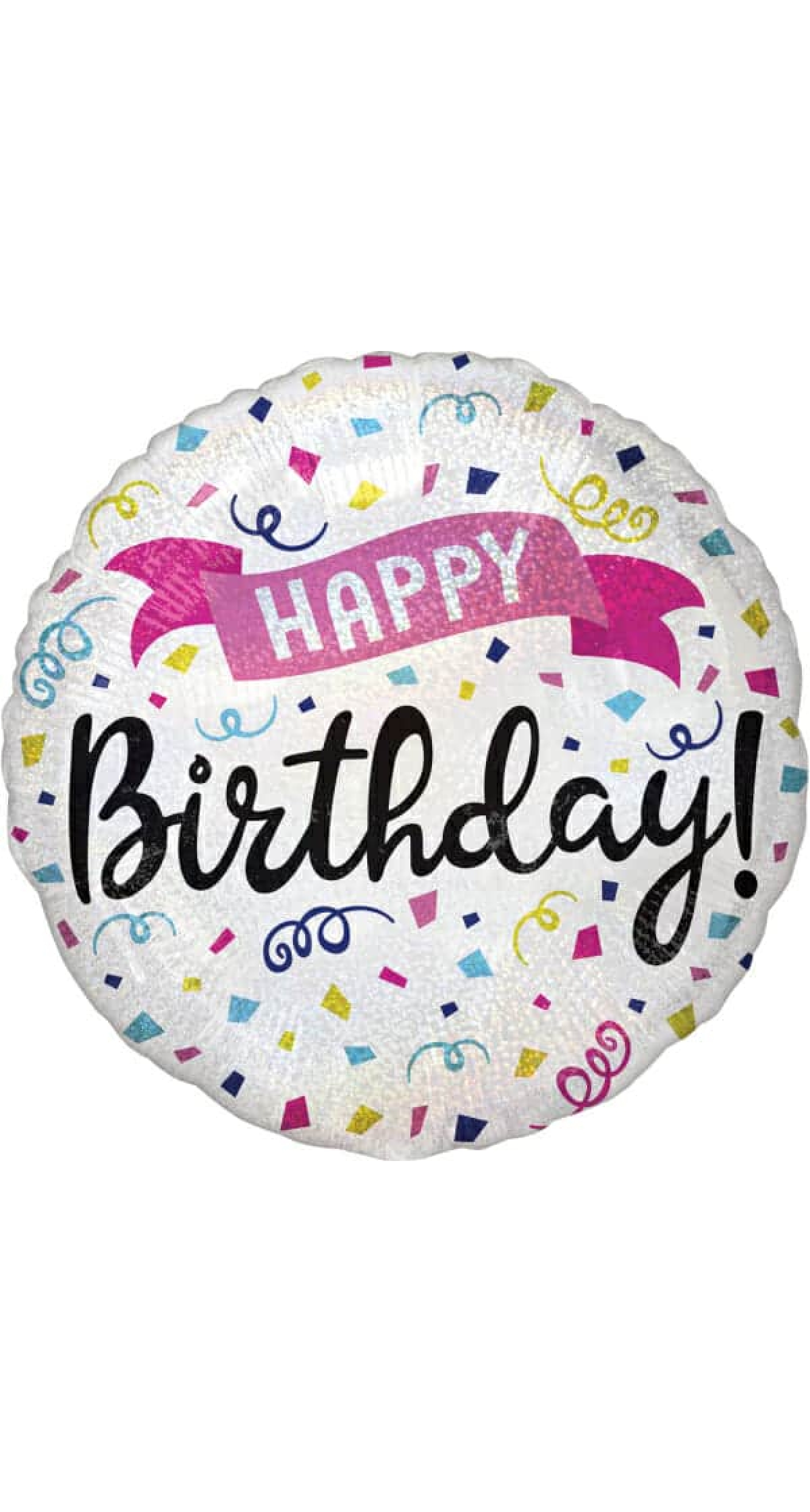 Holographic Happy Birthday Sparkle Banner Foil Balloon - 18"/46cm