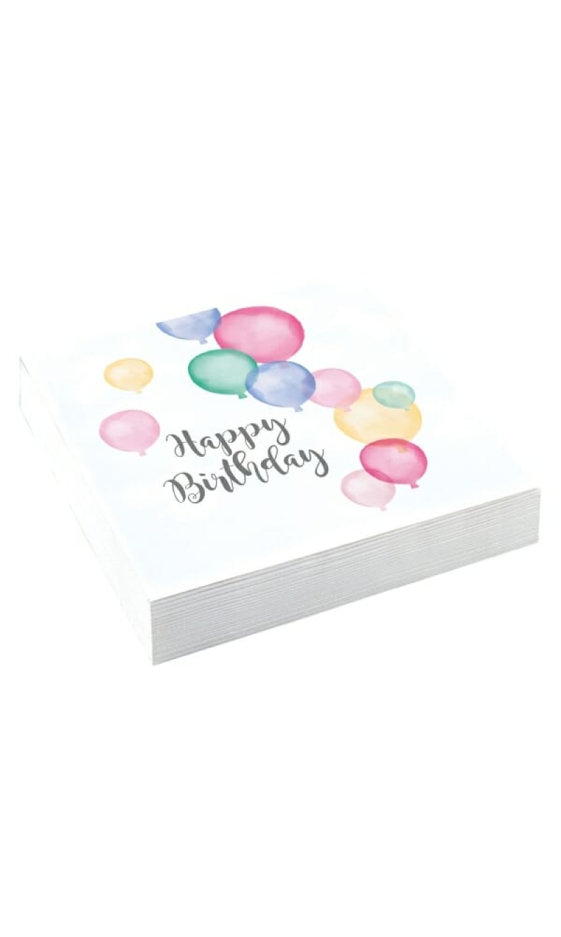 Napkins Happy Birthday Pastel 33 x 33cm - 20pk