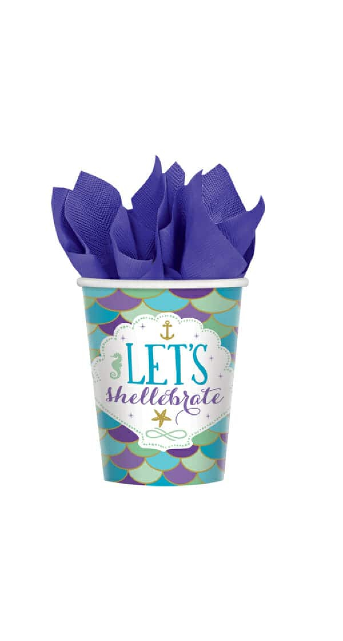 Mermaid Wishes Paper Cups 250ml - 8pk