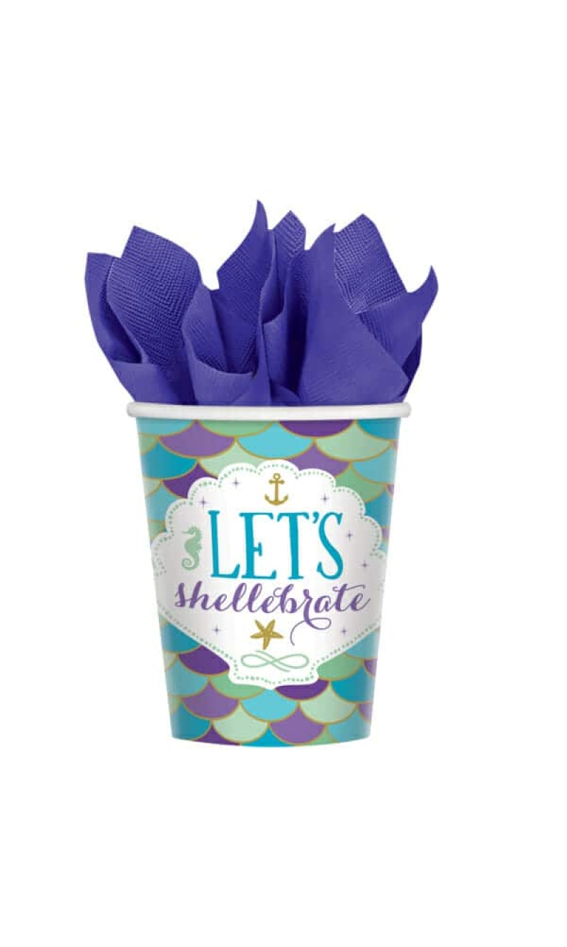 Mermaid Wishes Paper Cups 250ml - 8pk