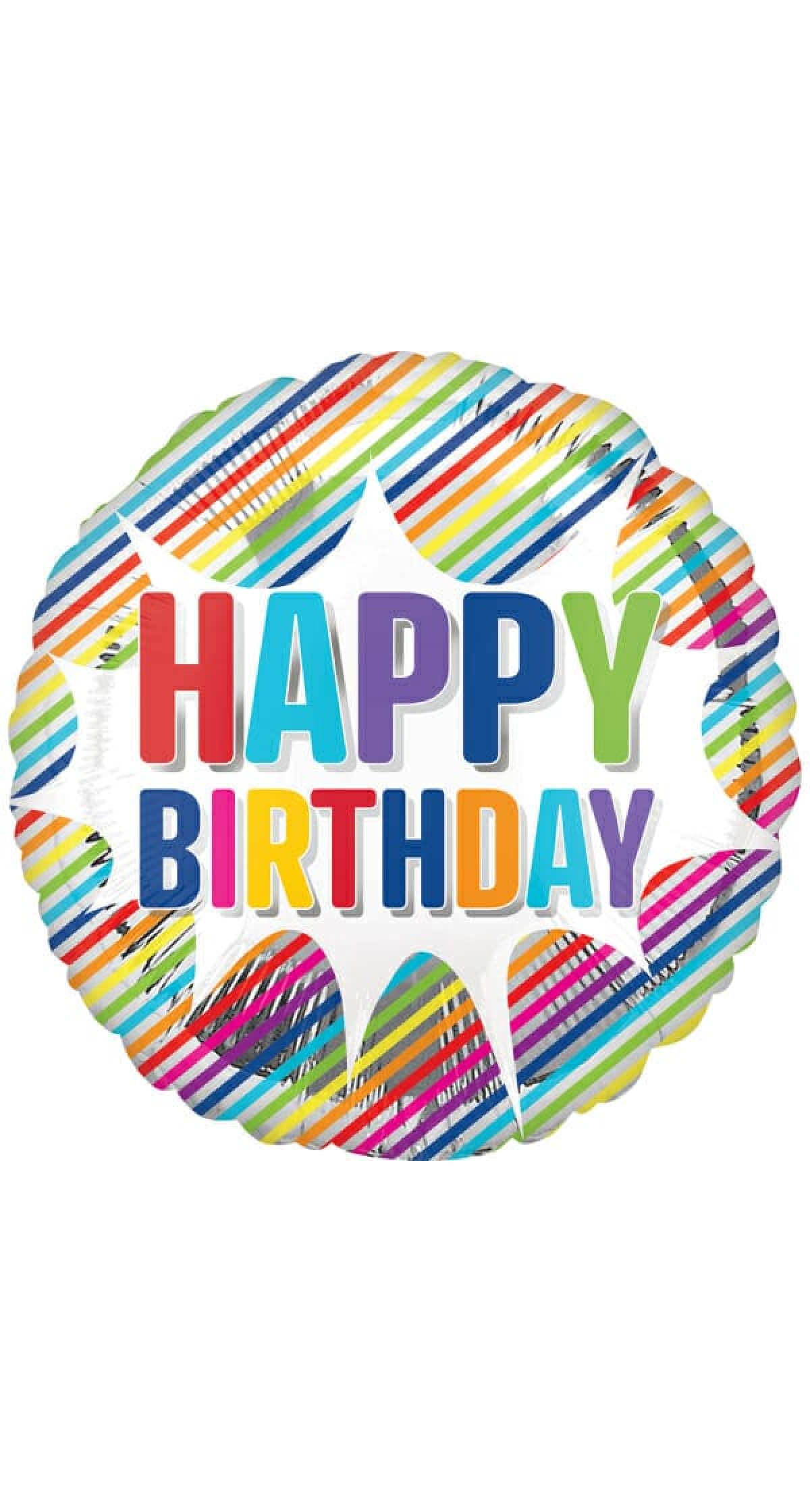 Happy Birthday Striped Burst Foil Balloon - 18"/46cm