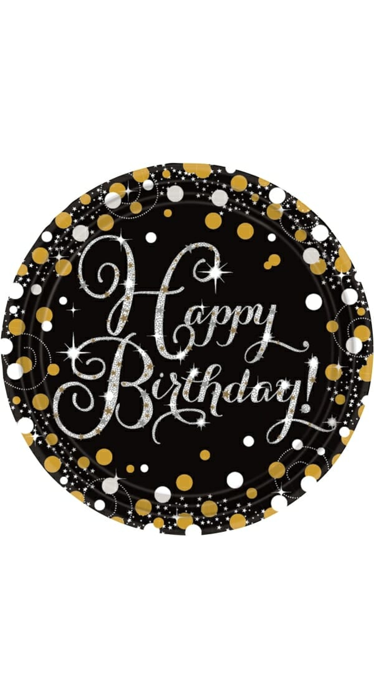 Gold Sparkling Celebrations Happy Birthday Plates 23cm - 8pk