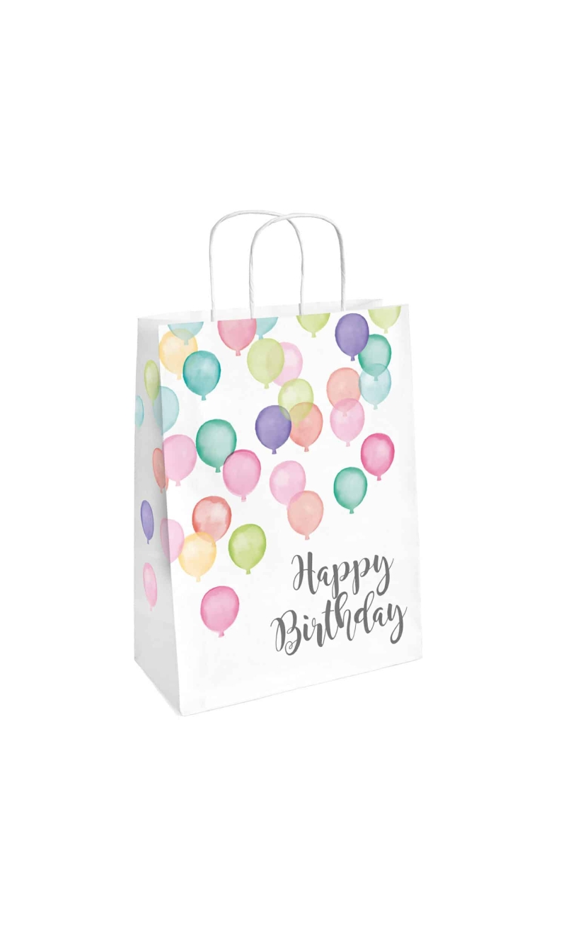 Paper Bag Happy Birthday Pastel 31.5 x 13.1cm - 2pk