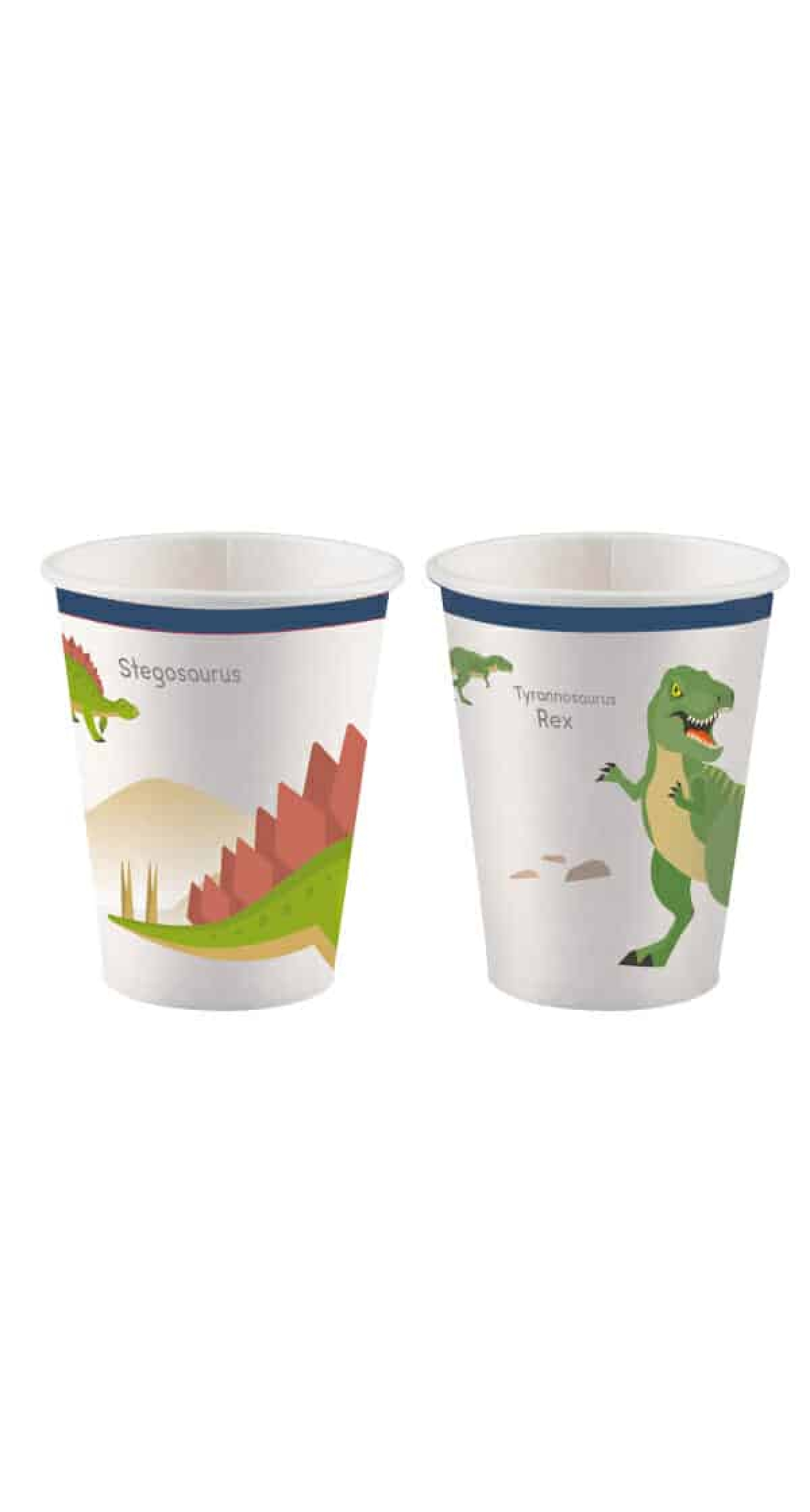 Happy Dinosaur Paper Cups 250ml - 8pk