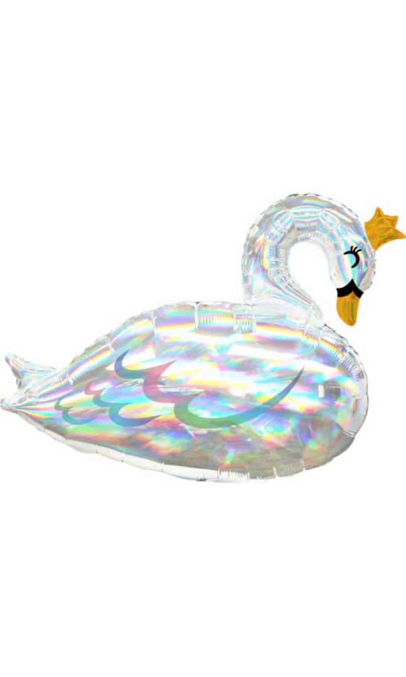 Supershape Iridescent Swan Foil Balloon - 73cm x 55cm