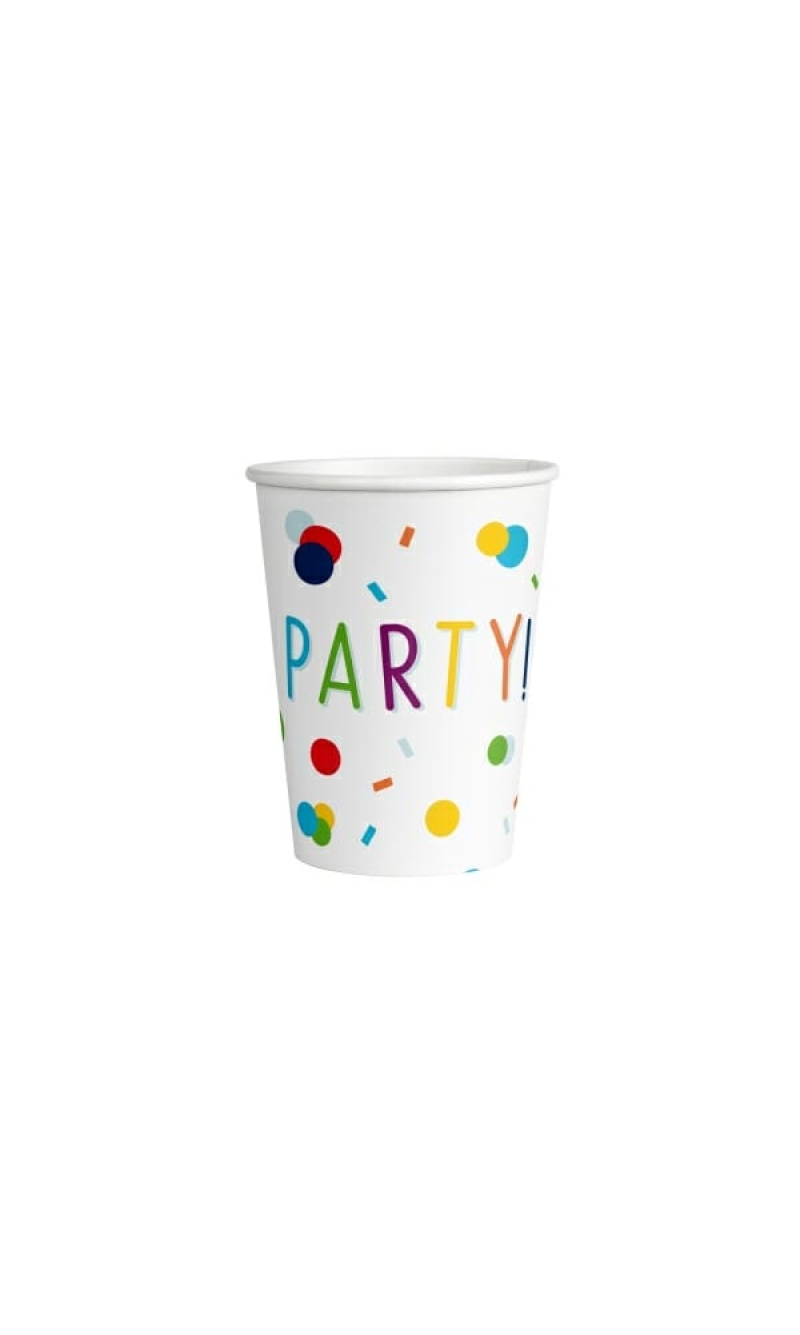 Confetti Birthday Paper Cups 250ml - 8pk