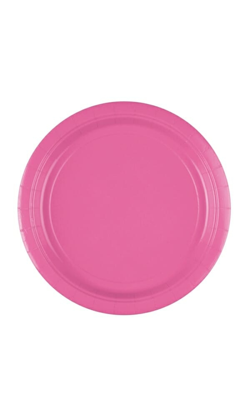 Bright Pink Paper Plates 23cm - 8pk