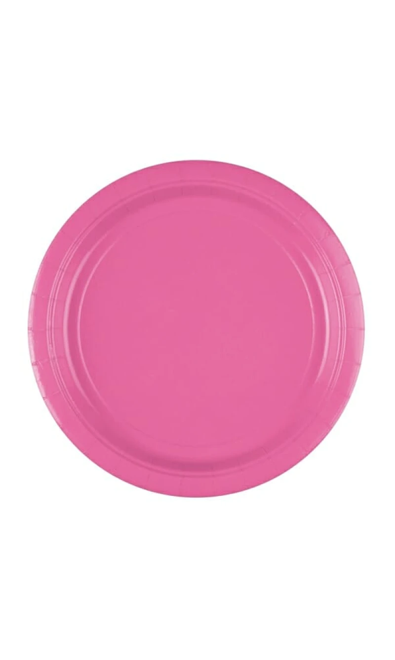 Bright Pink Paper Plates 23cm - 8pk