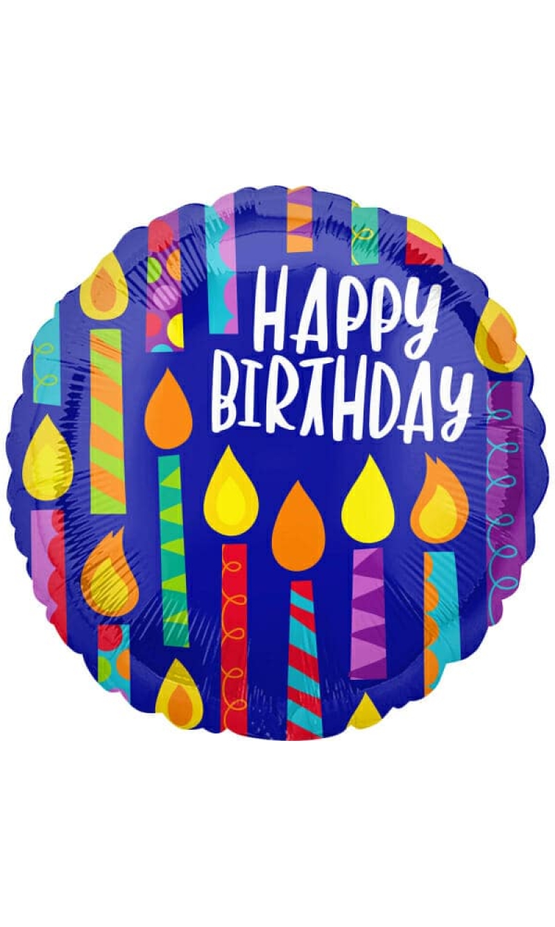 Happy Birthday Candles Foil Balloon - 18"/46cm