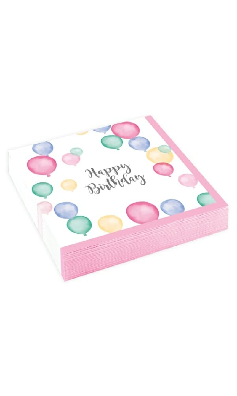Napkins Happy Birthday Pastel 25 x 25cm - 20pk