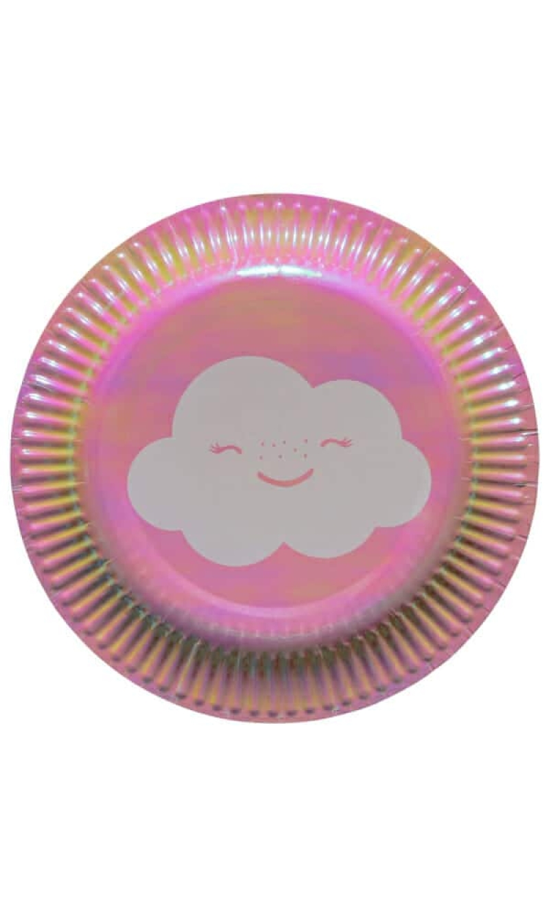 Rainbow & Cloud Round Paper Plates 18cm - 8pk