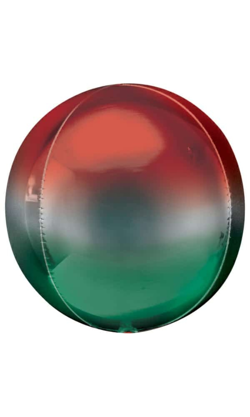 Orbz Ombré Red & Green Foil Balloon - 38cm x 40cm