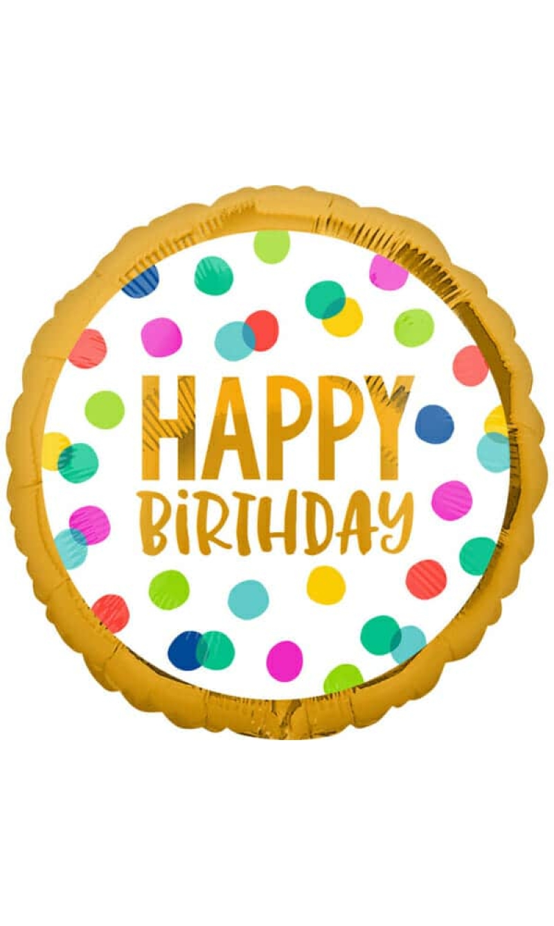 Happy Birthday Dots Foil Balloon - 18"/46cm
