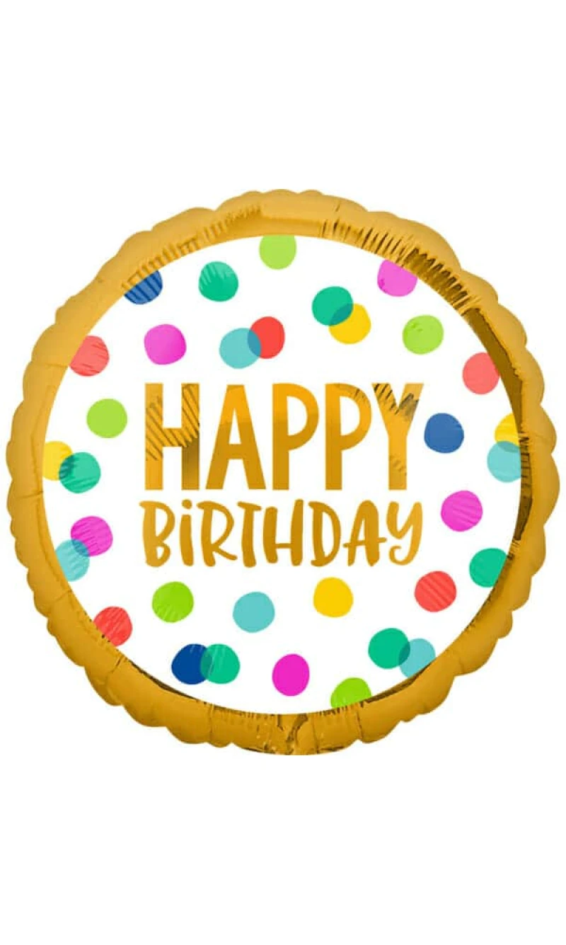 Happy Birthday Dots Foil Balloon - 18"/46cm