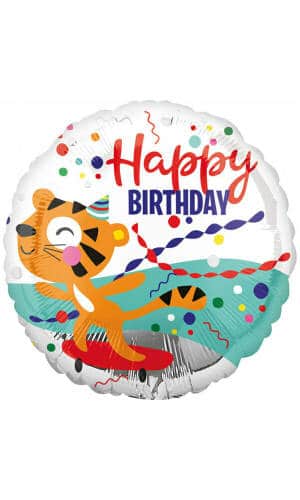 Happy Tiger Birthday Foil Balloon - 18"/46cm