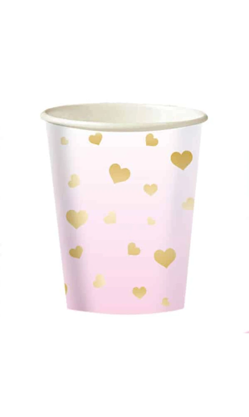 1st Birthday Pink Ombre Paper Cups 250ml - 8pk