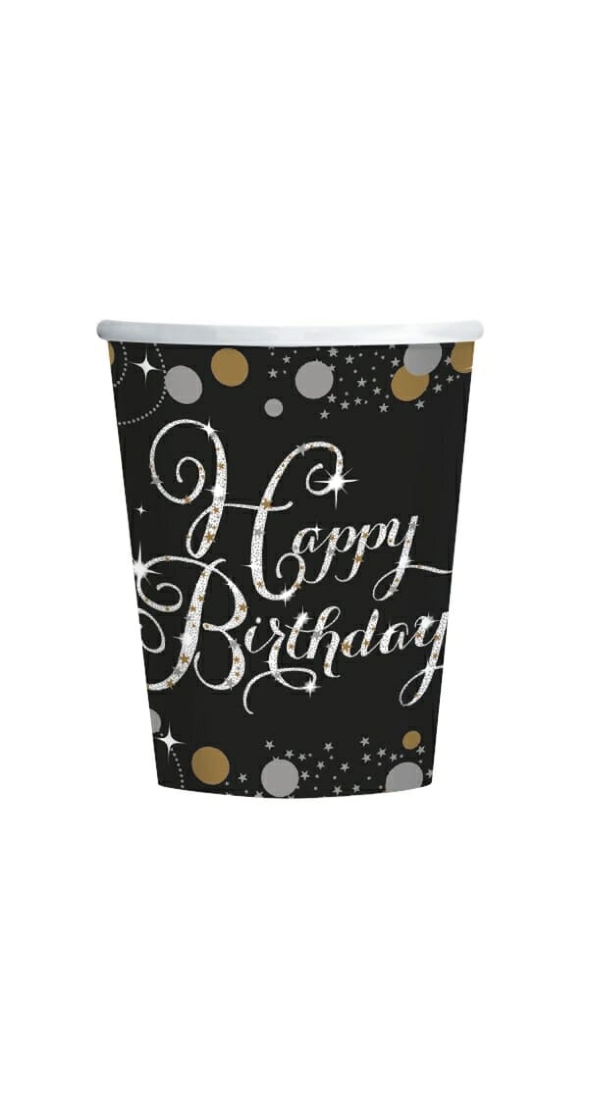 Gold Sparkling Celebrations Happy Birthday Cups 250ml - 8pk