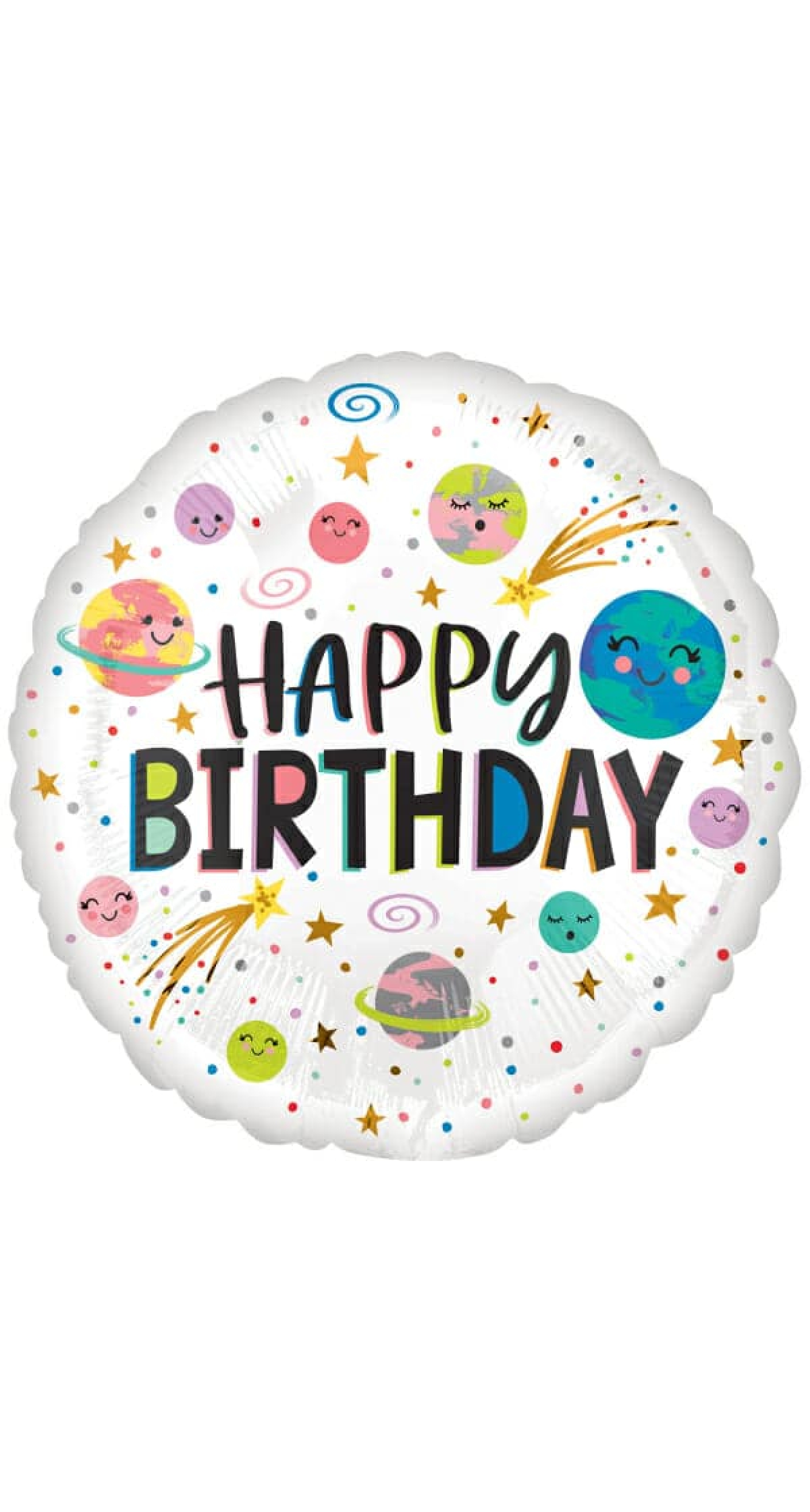 Smiling Galaxy Happy Birthday Foil Balloon - 18"/46cm