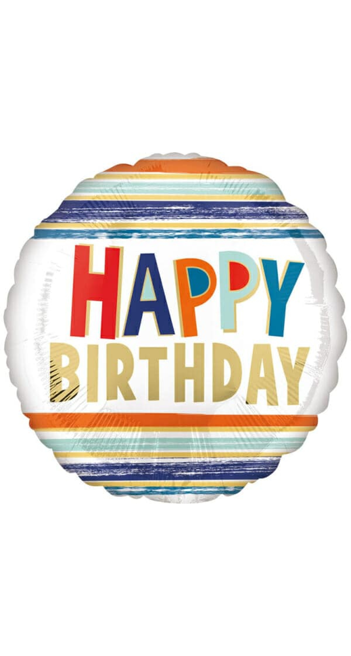 Happy Birthday Letters & Stripes Foil Balloon - 18"/46cm