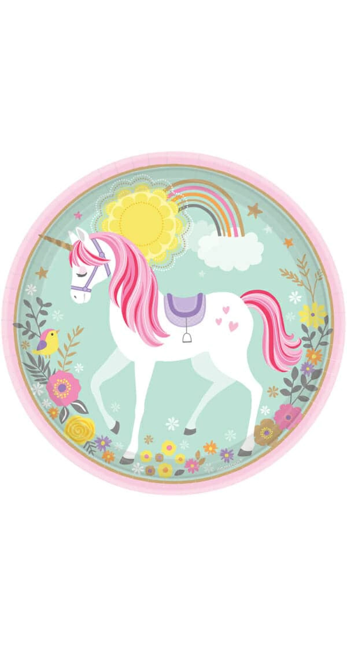 Magical Unicorn Round Paper Plates 23cm - 8pk