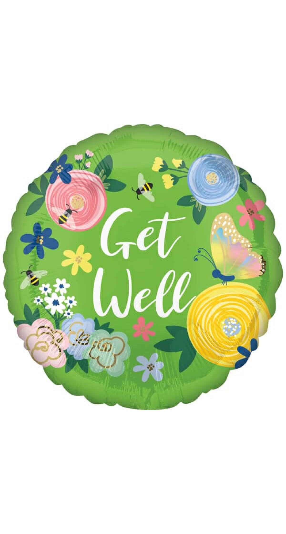 Get Well Floral Garden Foil Balloon - 17"/43cm