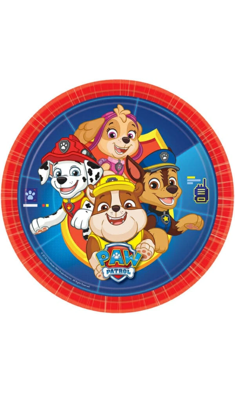 Paw Patrol Round Paper Plates 23cm - 8pk
