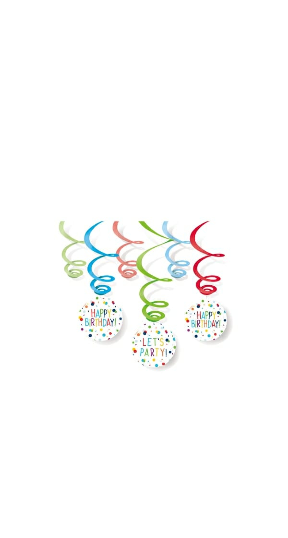 Swirl Decorations Confetti Birthday 80cm - 6pk