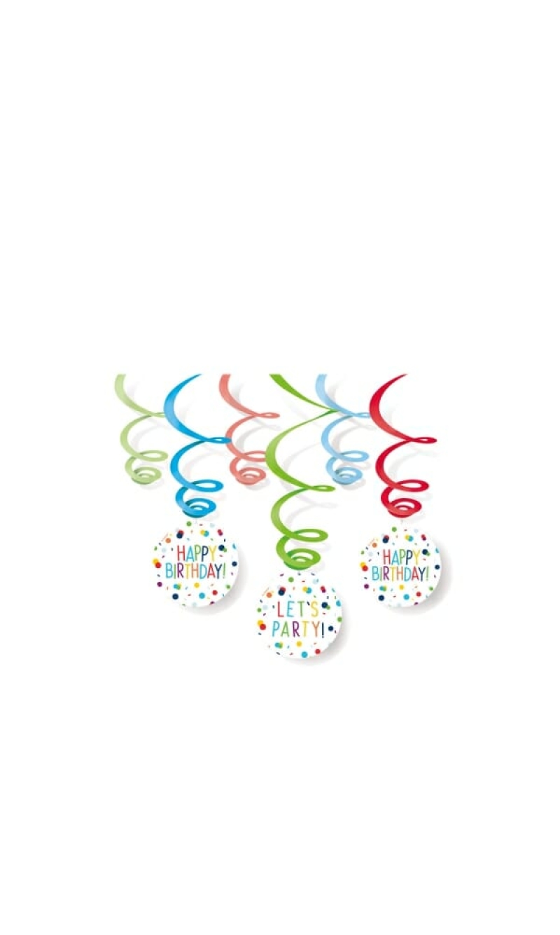 Swirl Decorations Confetti Birthday 80cm - 6pk