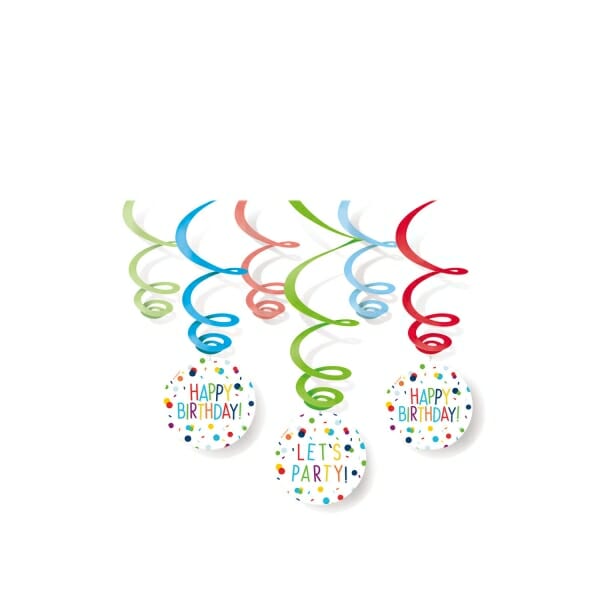 Swirl Decorations Confetti Birthday 80cm - 6pk