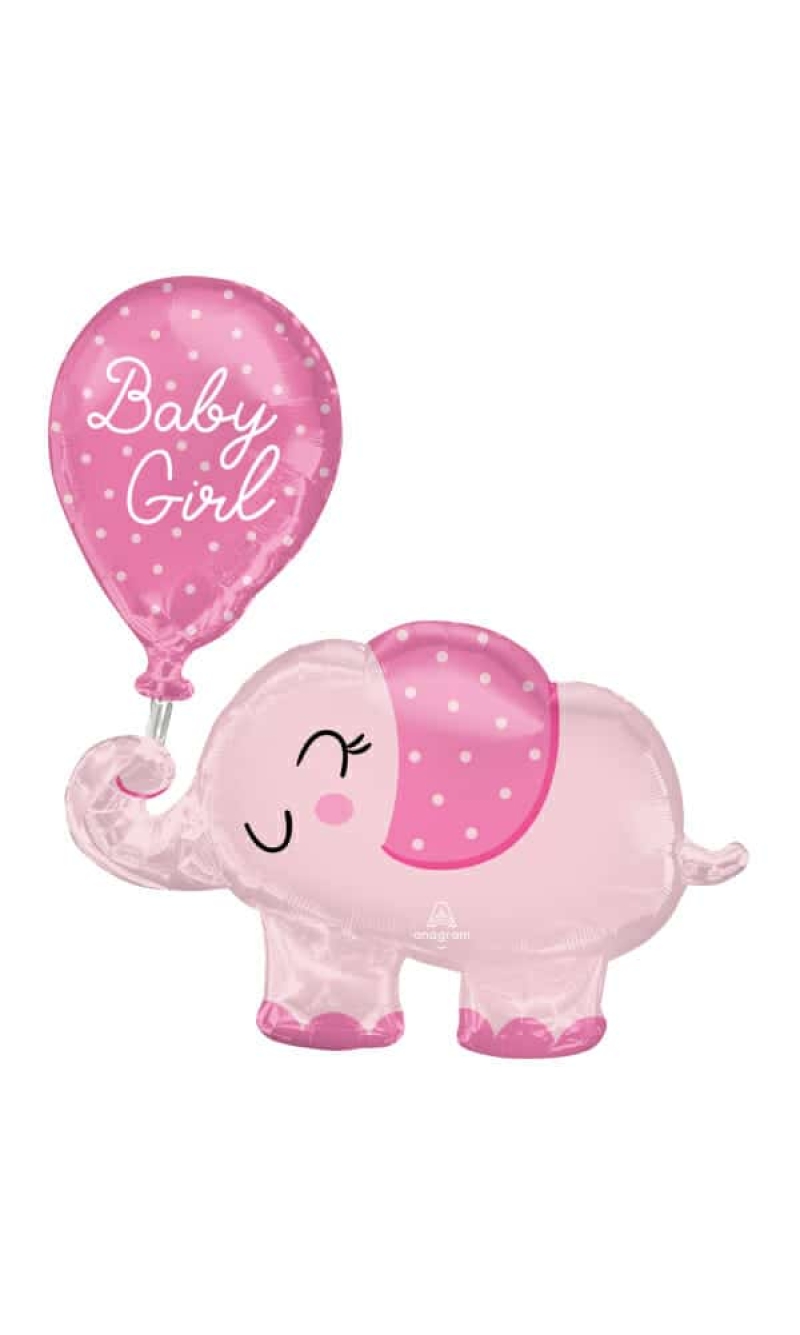 SuperShape Baby Girl Elephant Foil Balloon - 73cm x 78cm