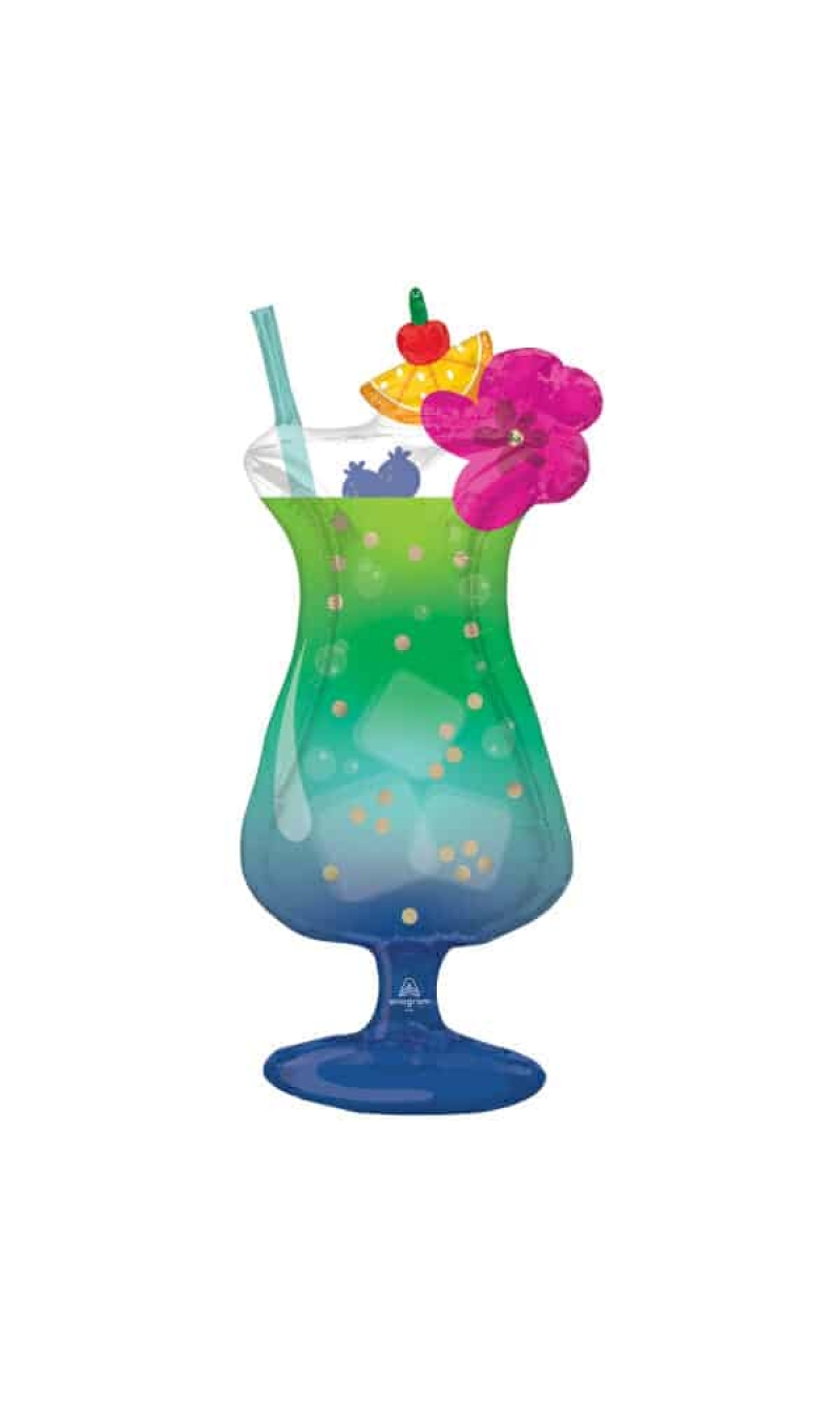 SuperShape Tropical Blue Hawaiian Drink Foil Balloon - 40cm x 93cm