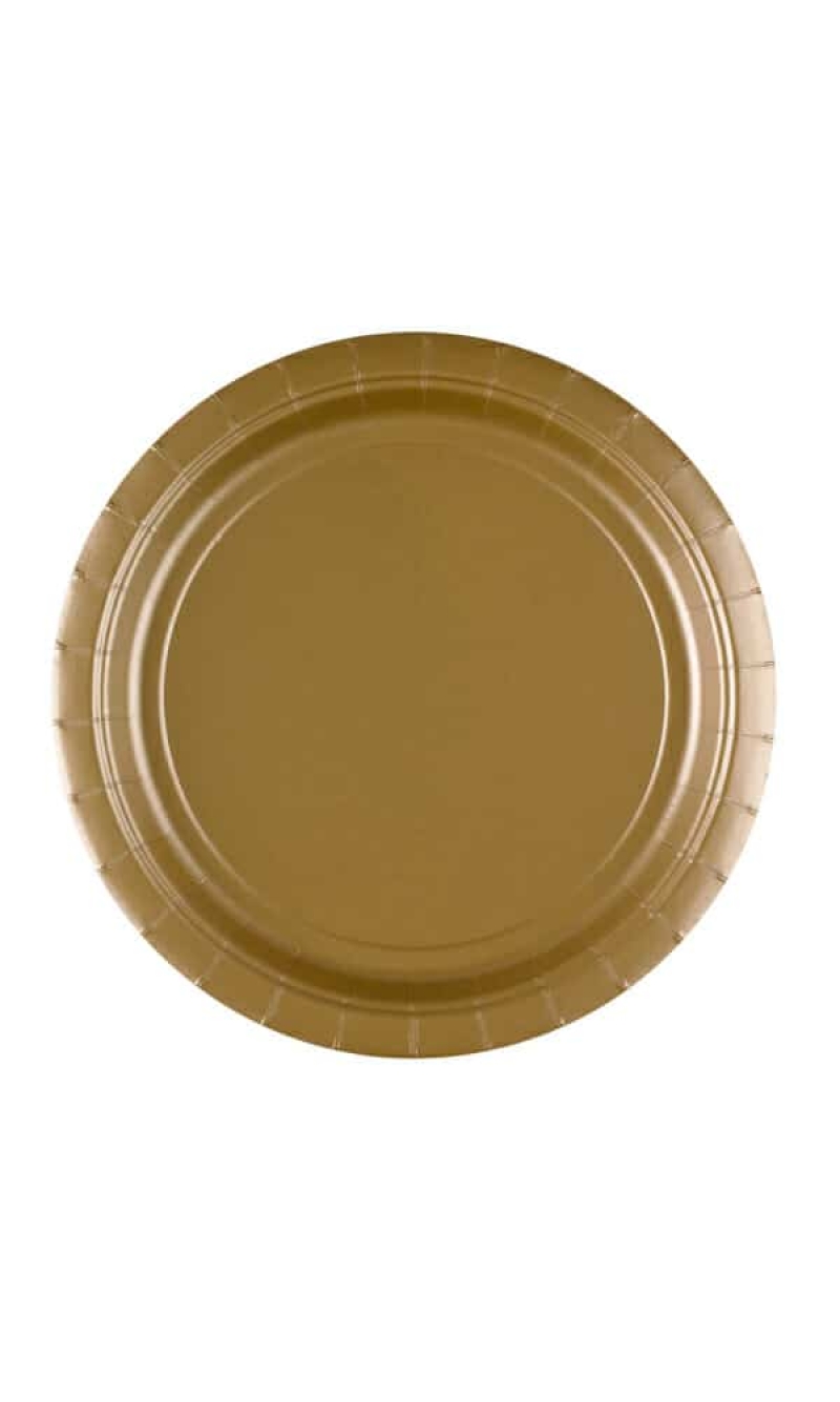 Gold Paper Plates 23cm - 8pk