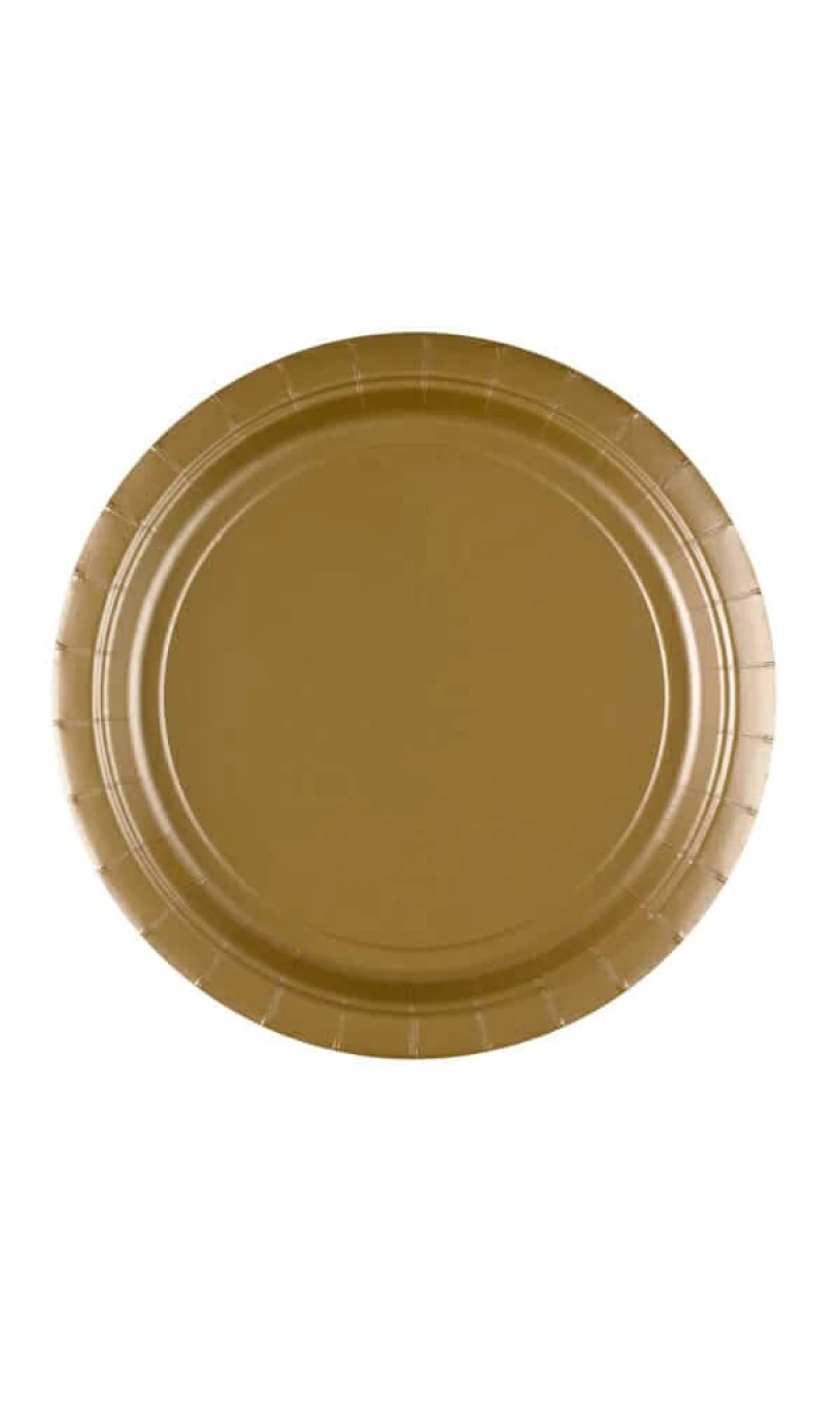 Gold Paper Plates 23cm - 8pk