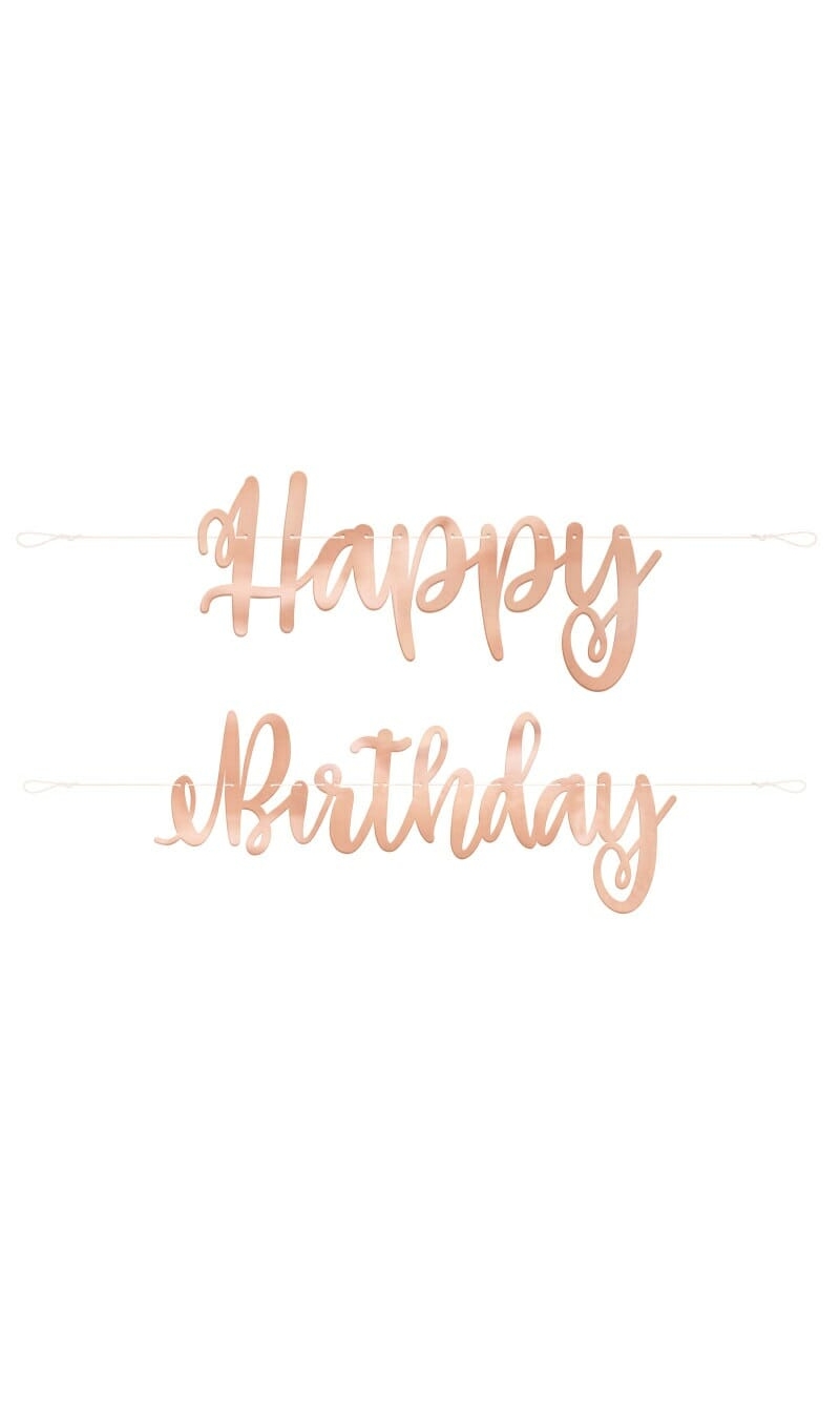 Rose Gold Script "Happy Birthday" Banner - 7ft