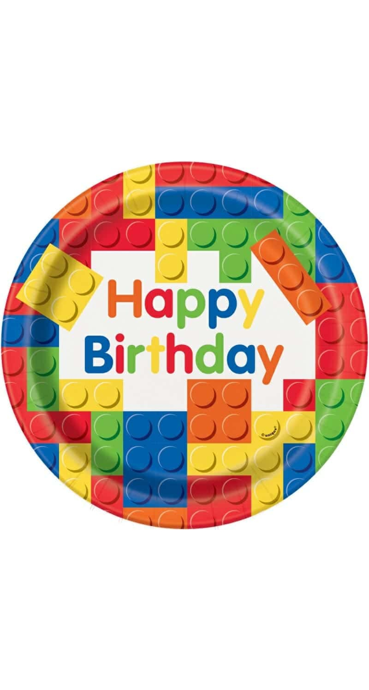 Building Blocks Birthday Round 9" Dinner Plates - 8pk