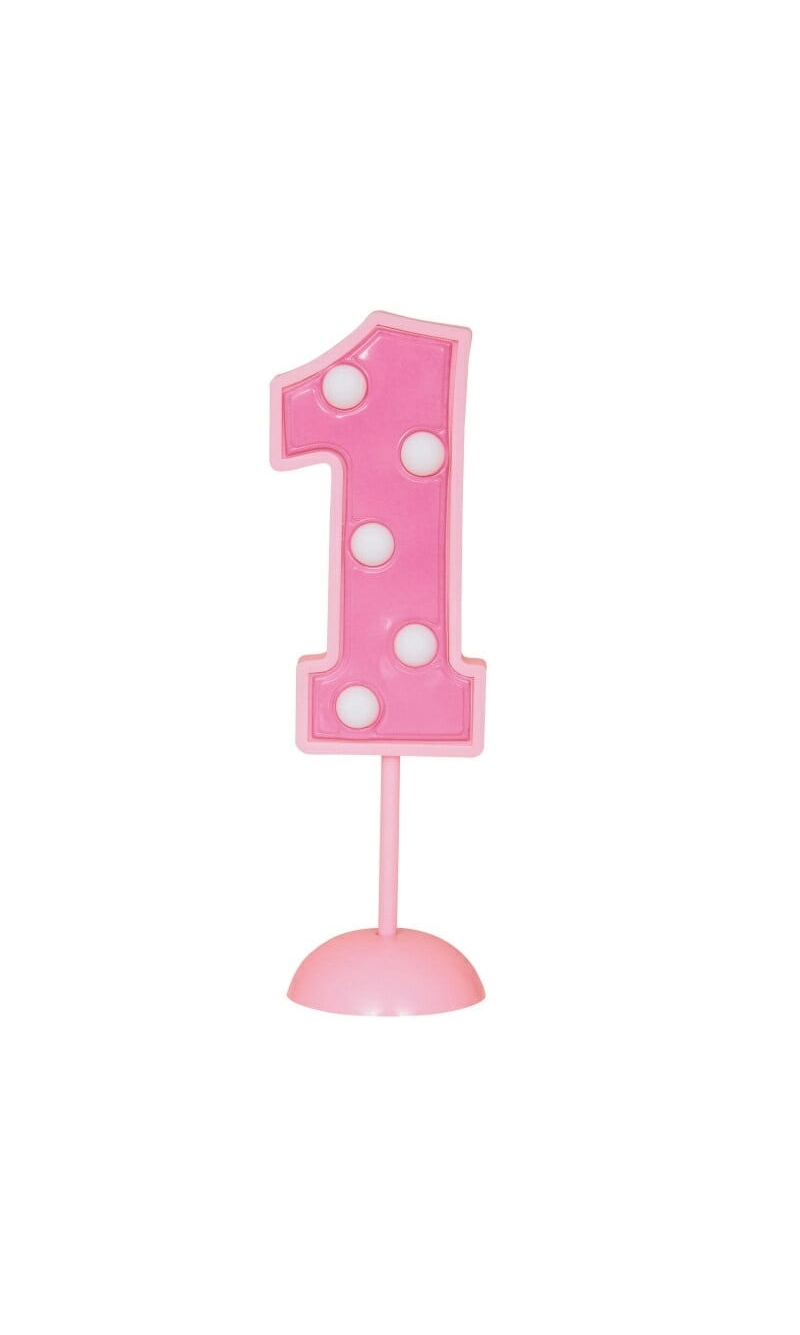 Flashing Number 1 Decoration - Pink