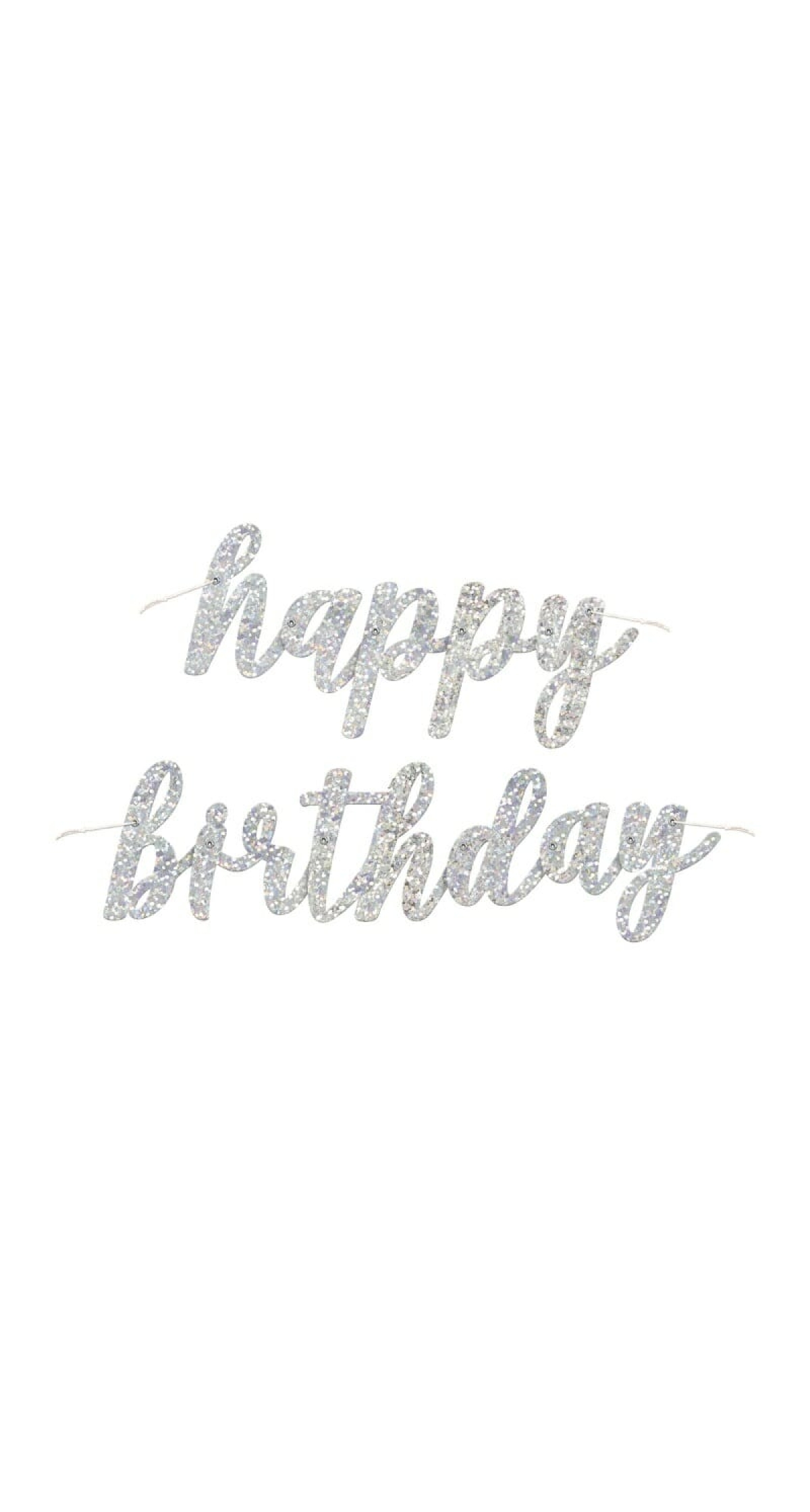 Black & Silver Glitz Script "Happy Birthday" Banner