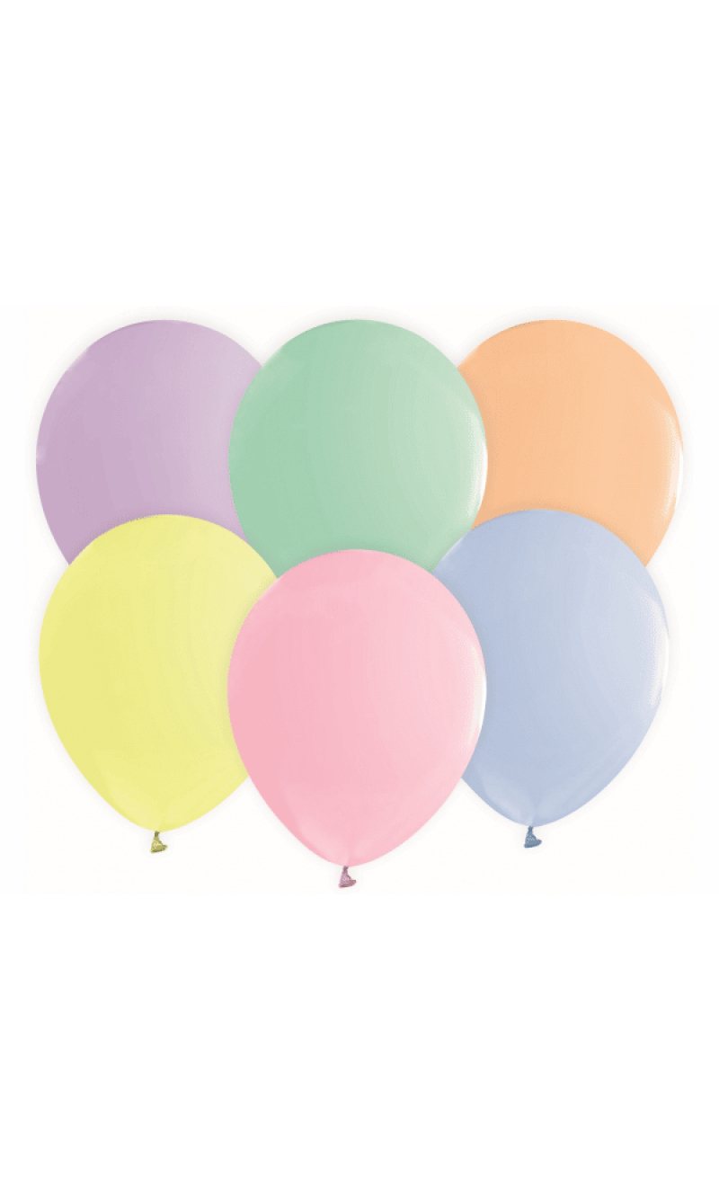 Macaron Assorted Colours 12 Inch Latex Balloons - 50pk
