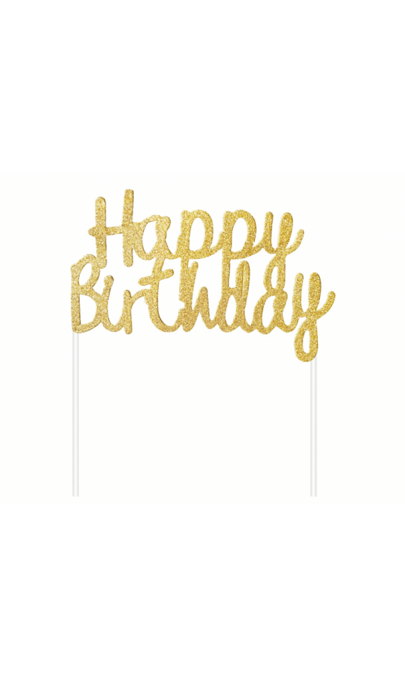 Gold Cake Topper Paper Decoration - 11cm x14cm