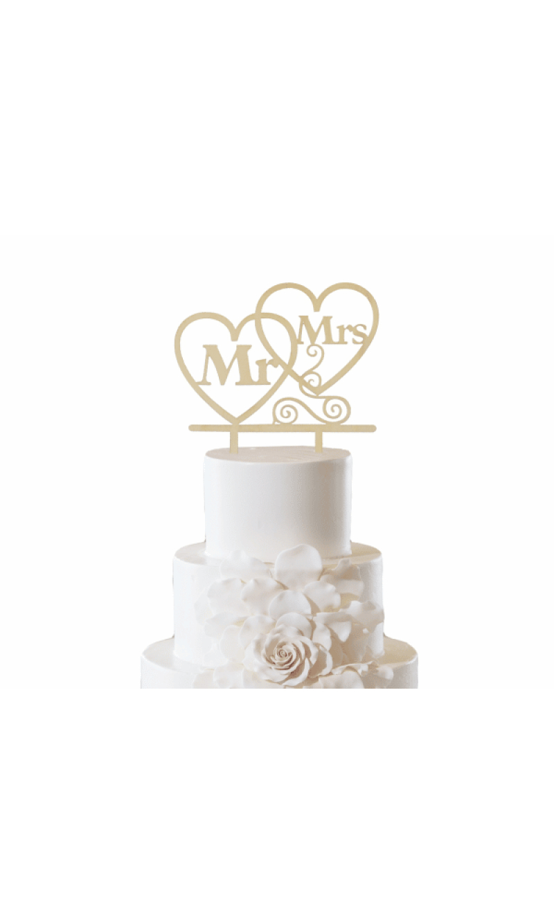 Wooden Cake Topper Mr & Mrs