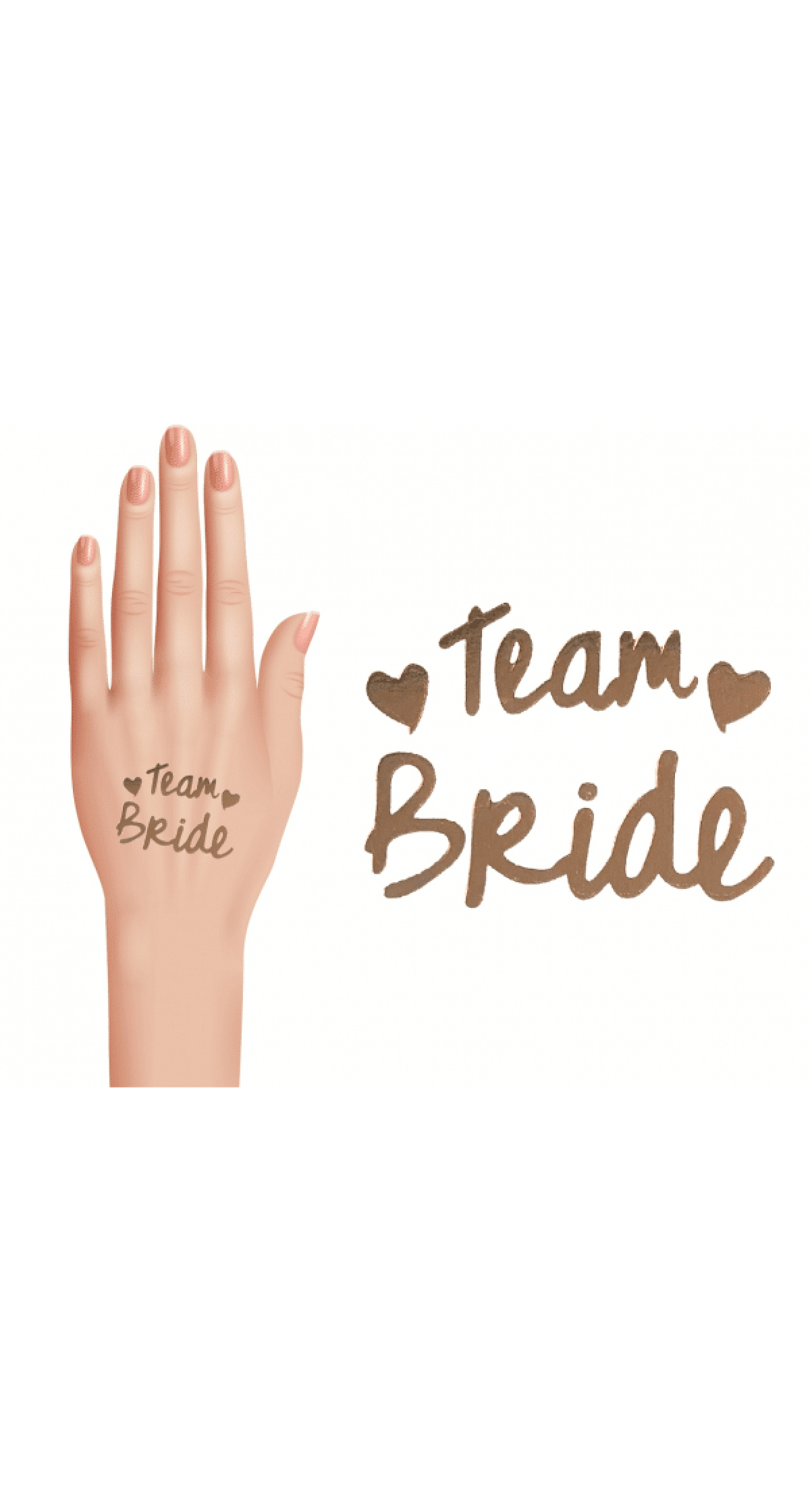 Hens Party Team Bride Tattoo Set, Gold, 16 Elements