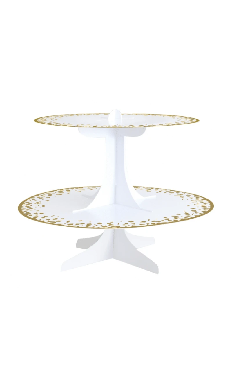 Cup Cake Stand Gold Confetti Celebrate - 31 x 23cm