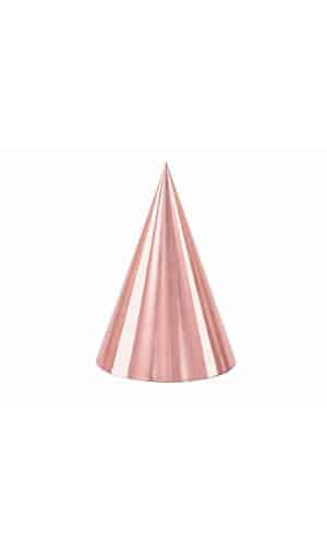 Party Hats, Rose Gold, 16cm (1 pkt / 6 pc.)
