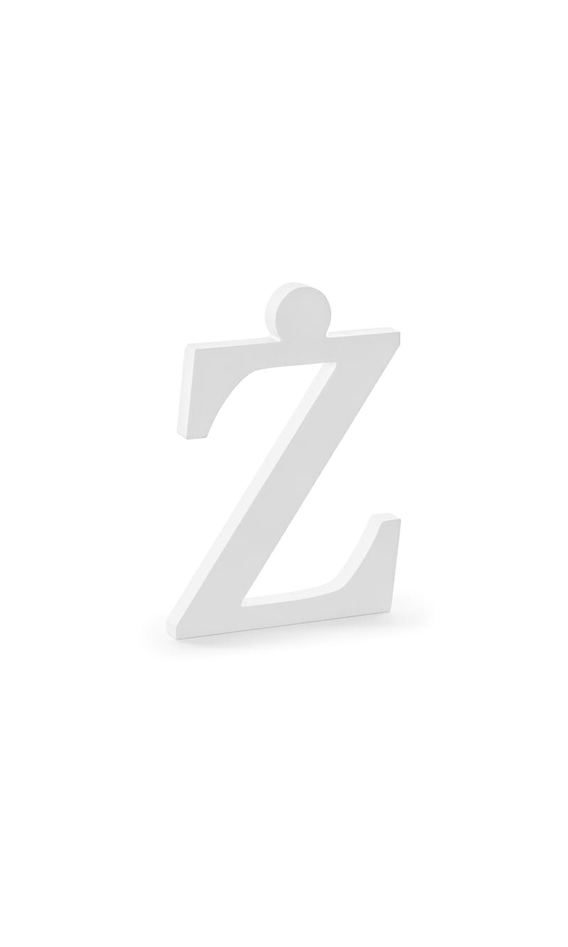 Wooden Letter Z, White, 16.5x23cm