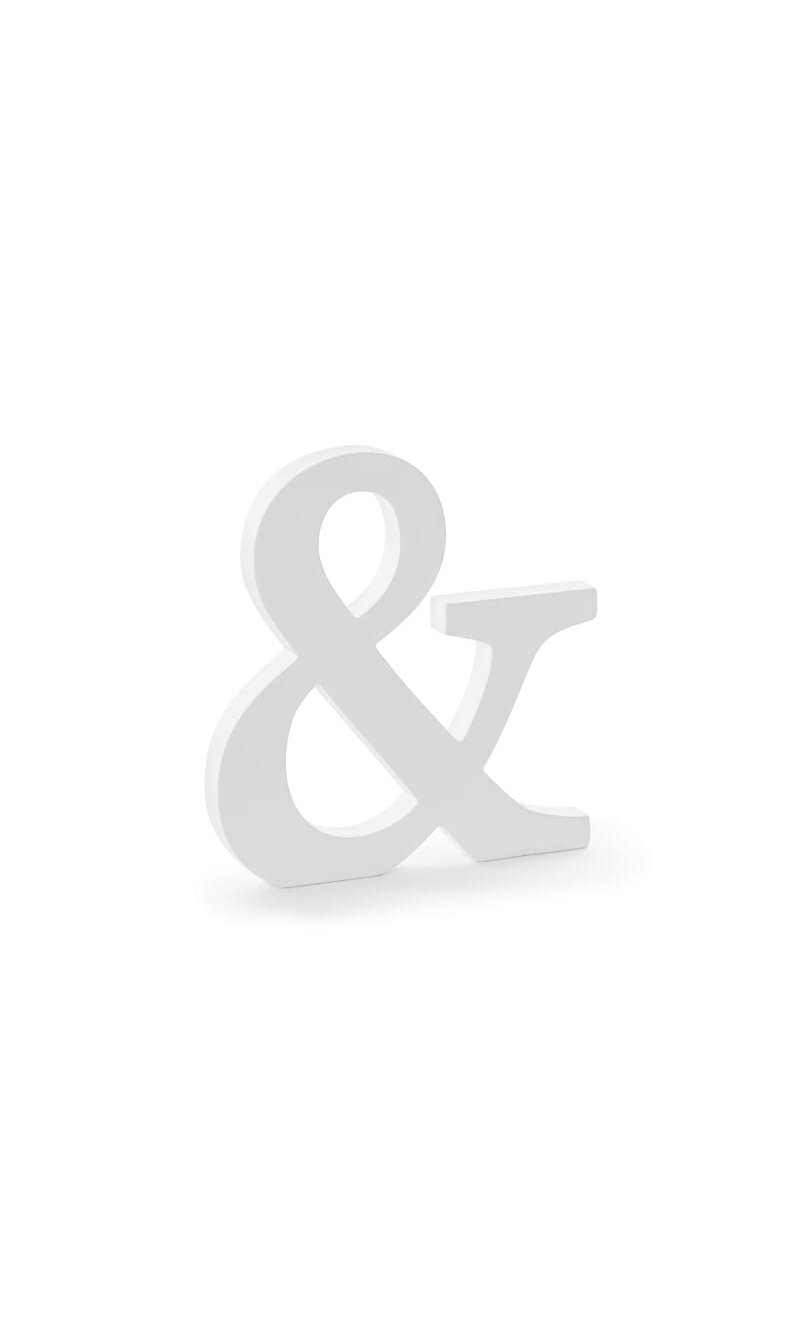 Wooden Sign &, White, 19.5x20.5cm