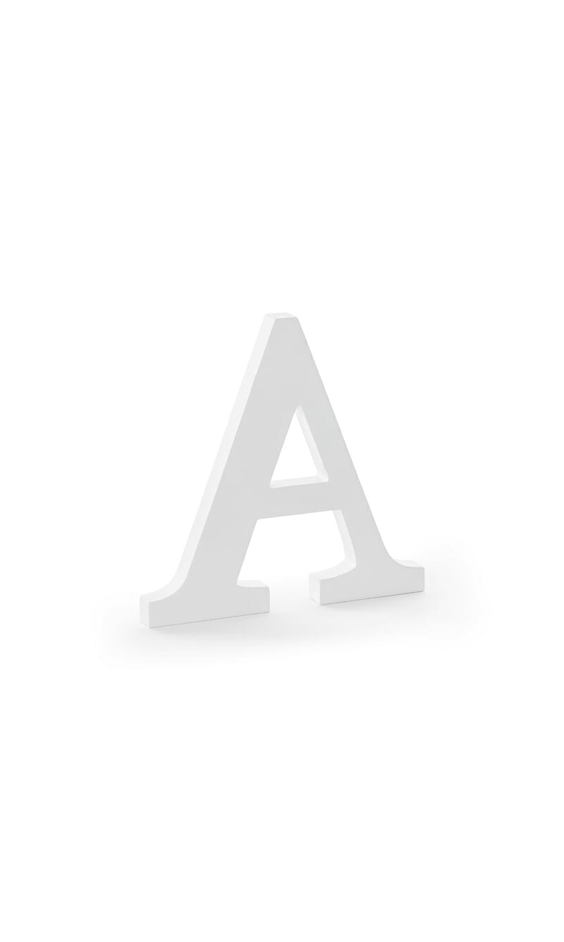 Wooden Letter A, White, 21.5x20cm