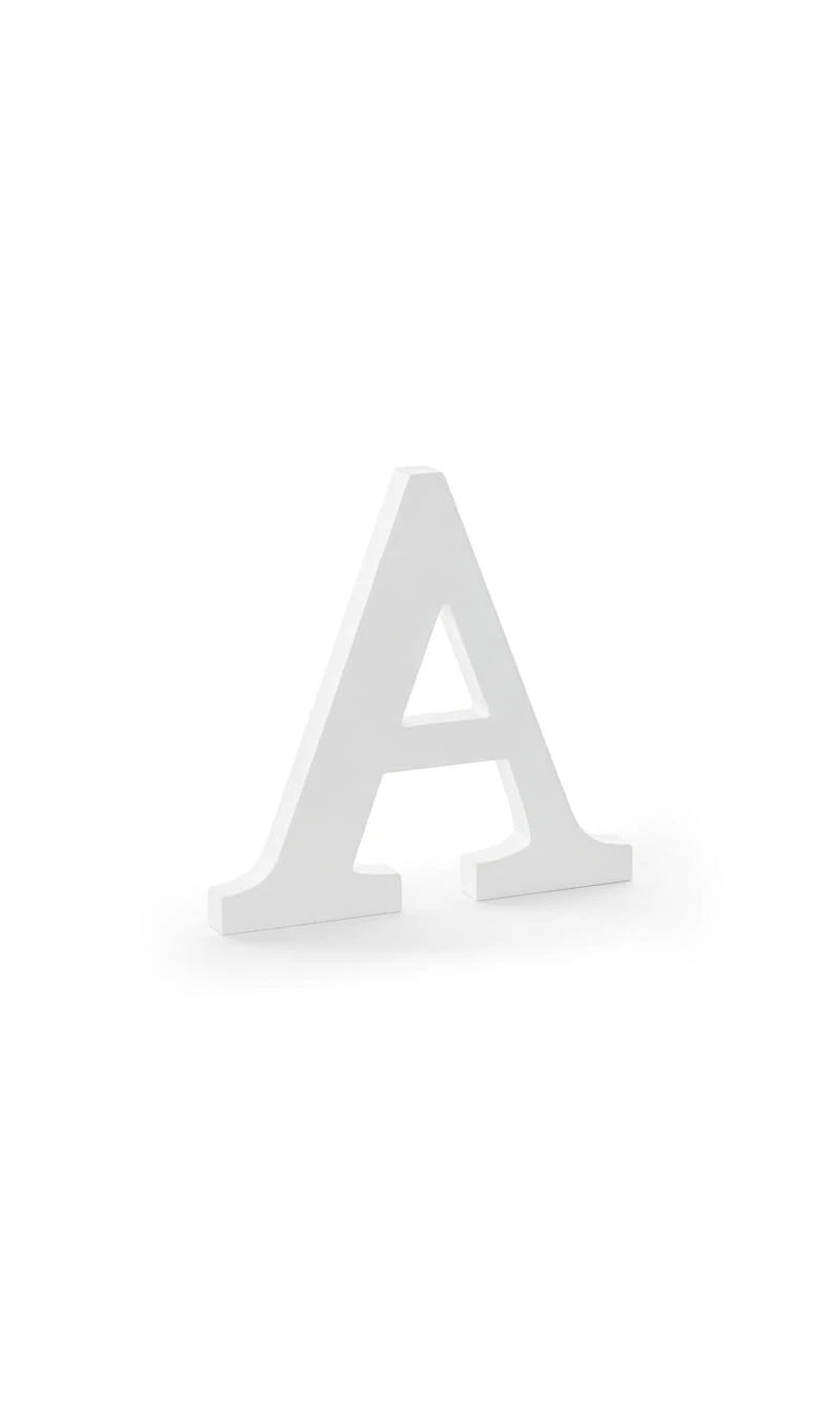 Wooden Letter A, White, 21.5x20cm