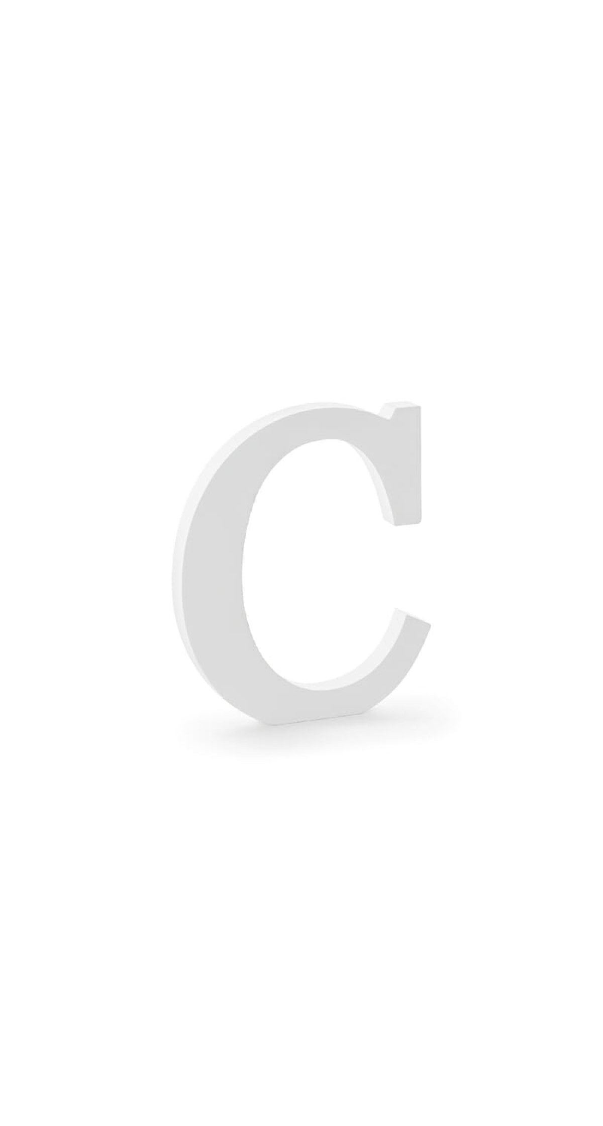 Wooden Letter C, White, 17x20cm