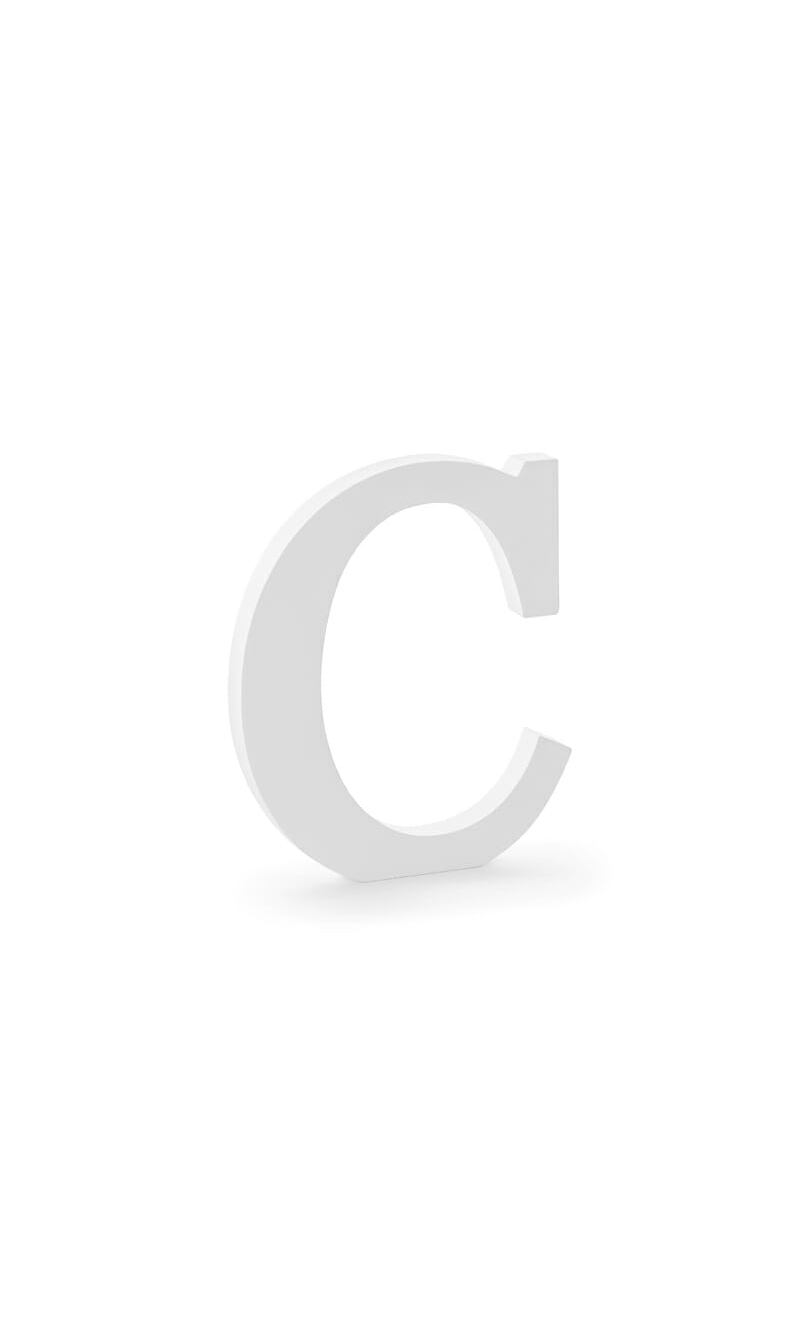 Wooden Letter C, White, 17x20cm